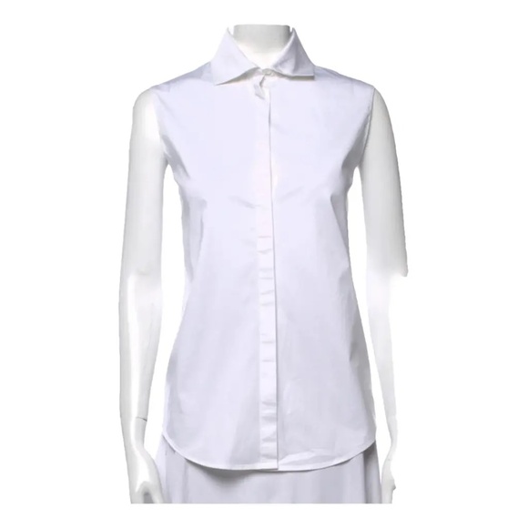 Retail $980 The Row classy sleeveless white shirt - Picture 2 of 8